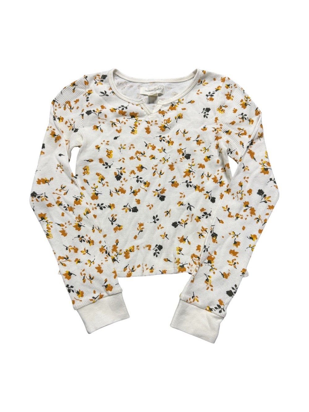 Treasure & Bond Girls Floral Waffle Knit Top Size M 8/10